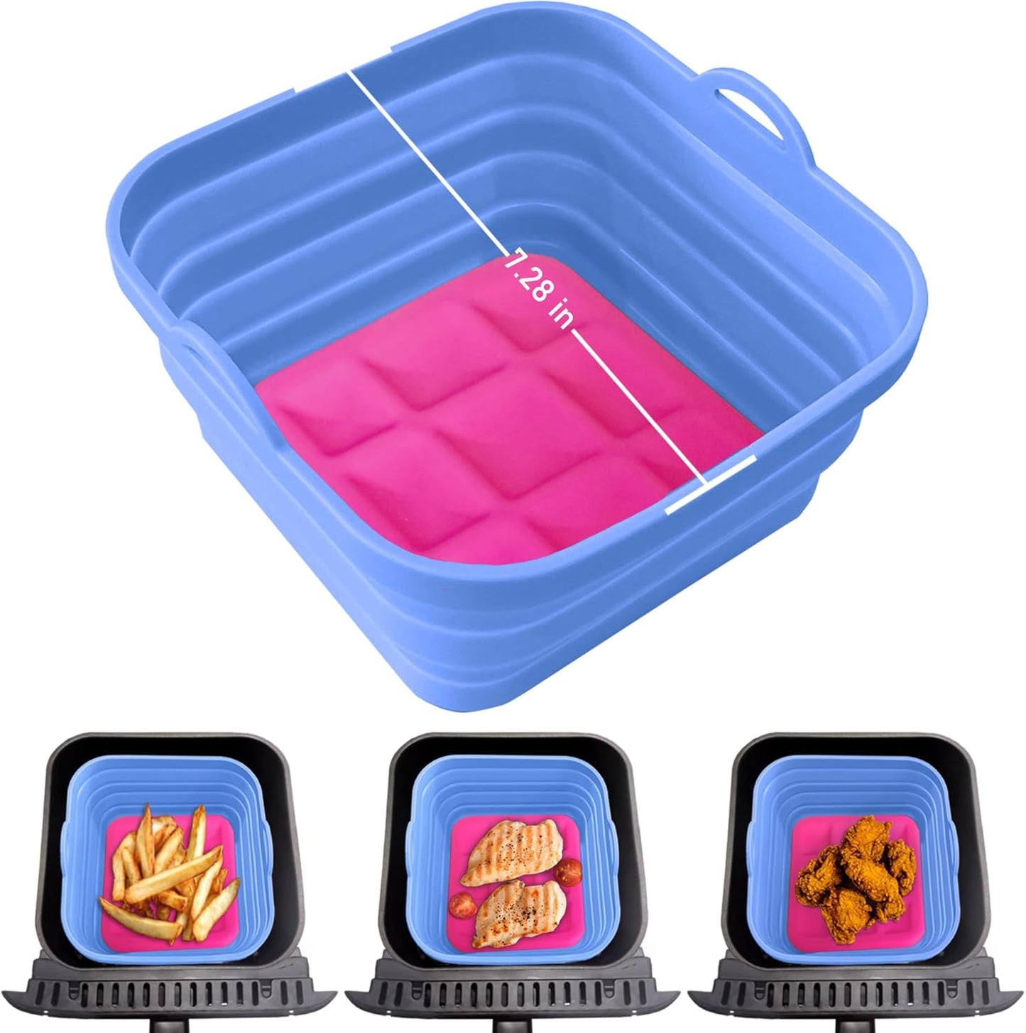 Yansipor Reusable Silicone Air Fryer Liners - Blue 7.28 Inch