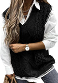 EVALESS Oversized Sweater Vest V Neck Sleeveless Loose Pullover - Cozy