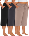 Plus Size Cotton Capris - Comfortable Wide Leg Cropped Pants Neer
