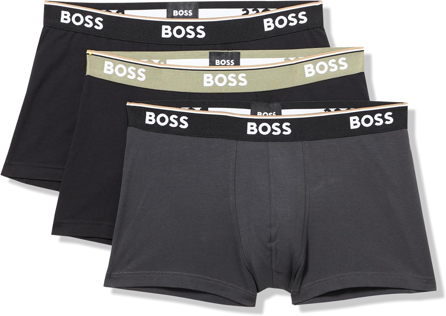 BOSS Men's 3-Pack Multi Color Bold Logo Trunks for Comfort