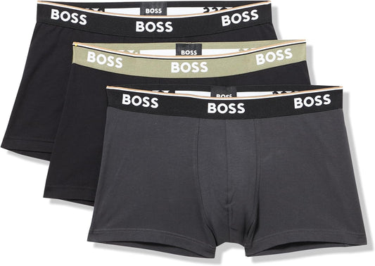 BOSS Men's 3-Pack Multi Color Bold Logo Trunks for Comfort