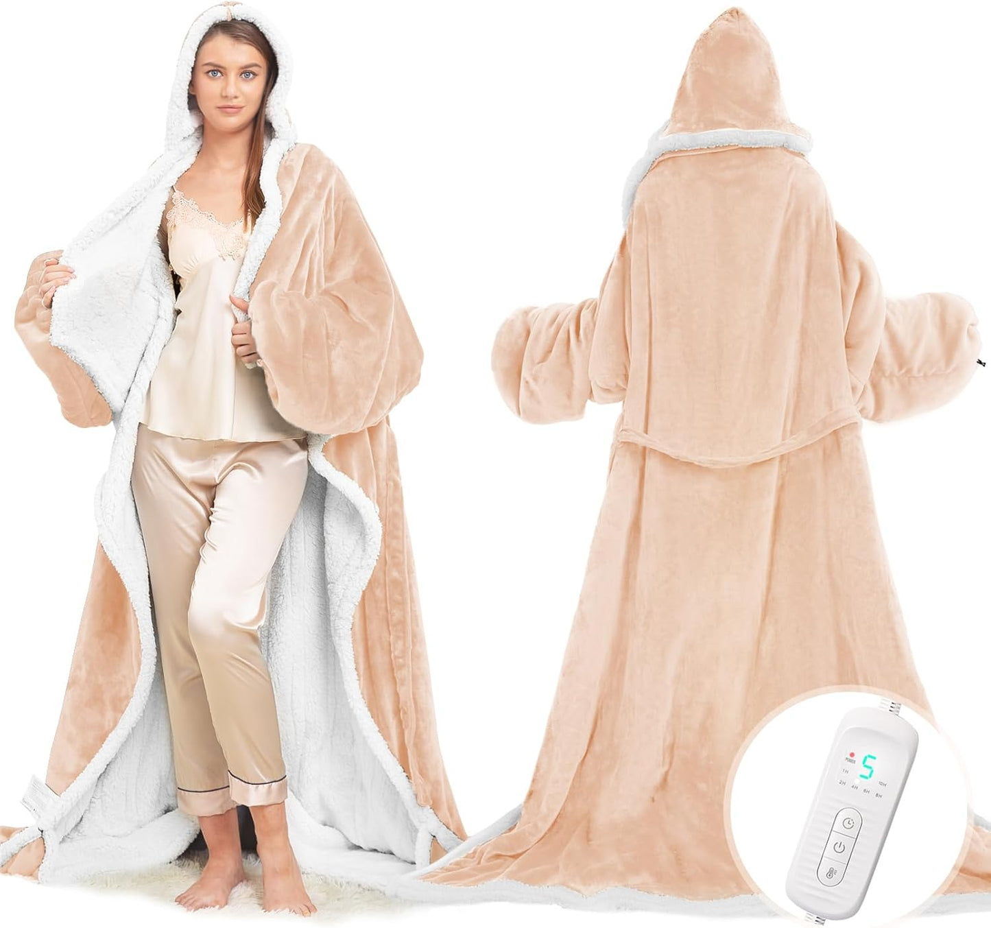 Wearable Heated Blanket with Foot Pocket for Ultimate Comfort