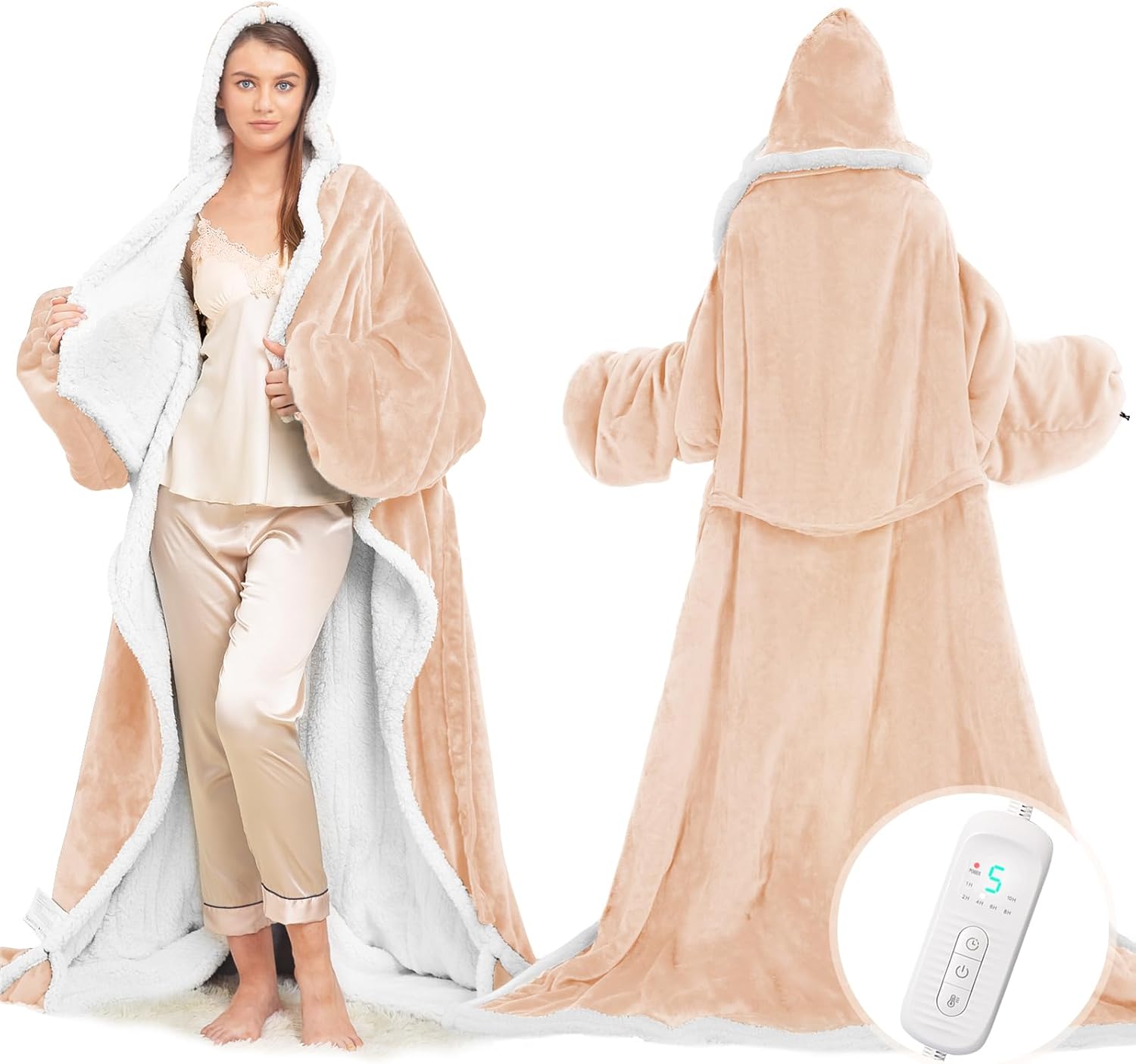 Wearable Heated Blanket with Foot Pocket for Ultimate Comfort