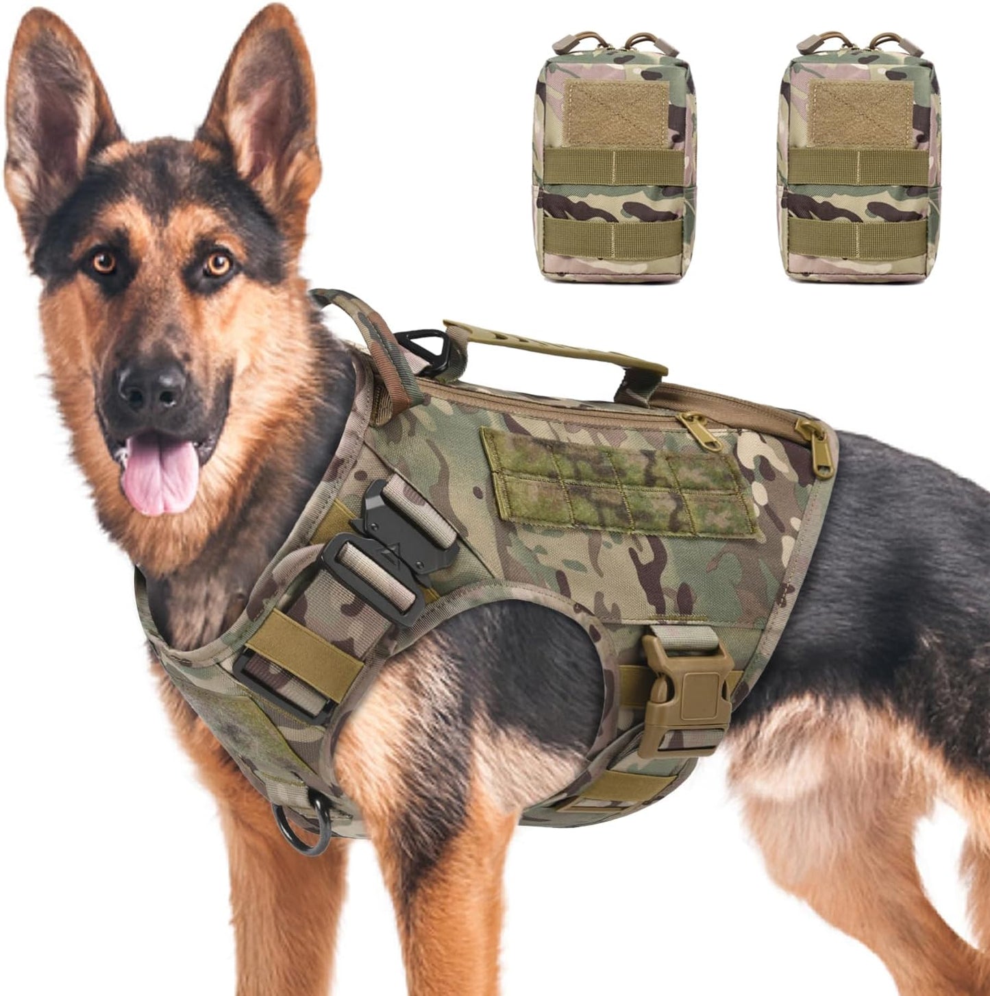 Tactical Dog Harness for Medium and Large Dogs with Pouches