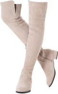 Over the Knee Suede Boots Thigh High Black - Comfortable Low Heel