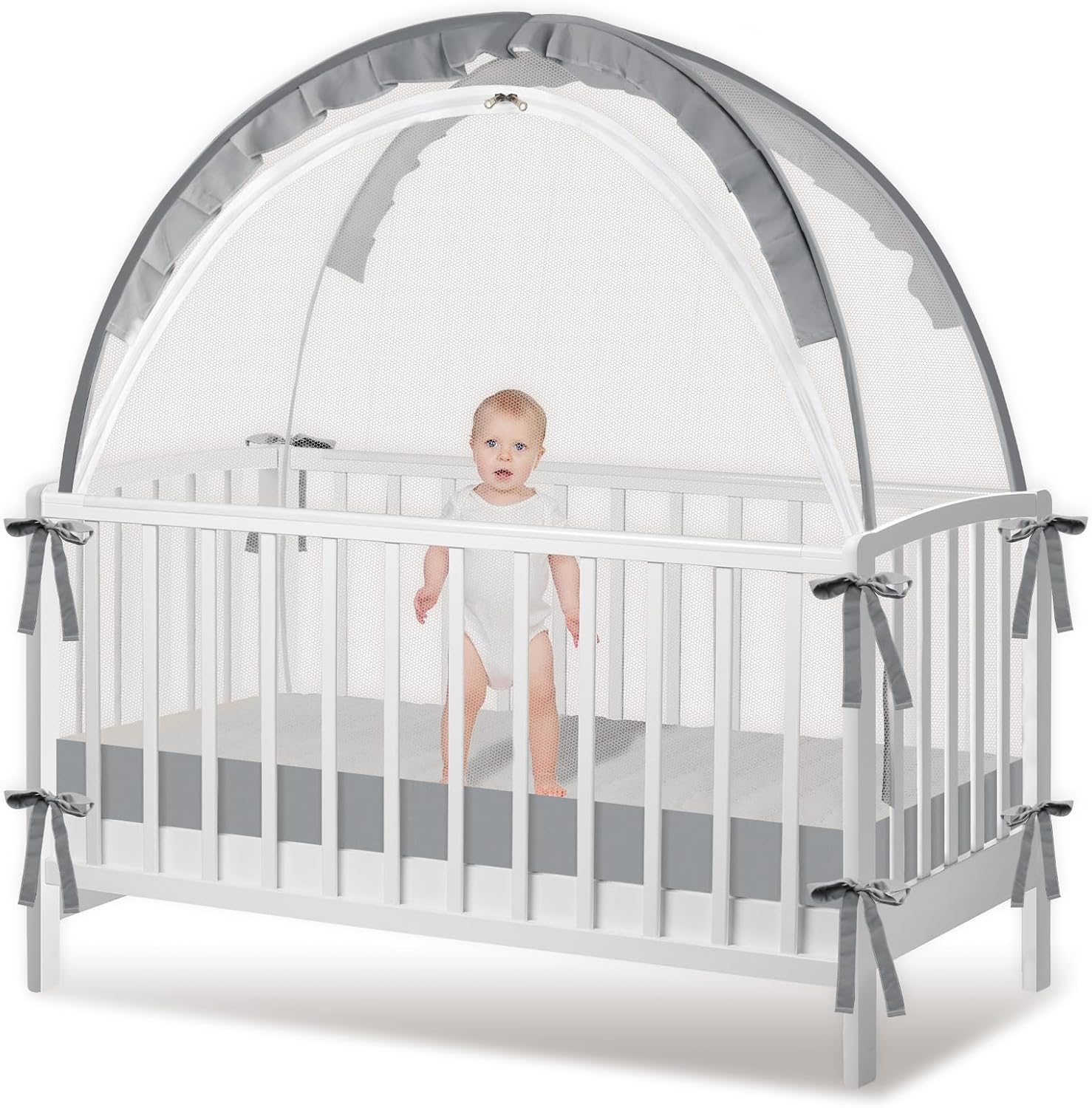 Crib Tent for Baby Safety - Pop Up Canopy with Strong Rods