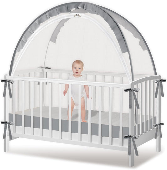 Crib Tent for Baby Safety - Pop Up Canopy with Strong Rods