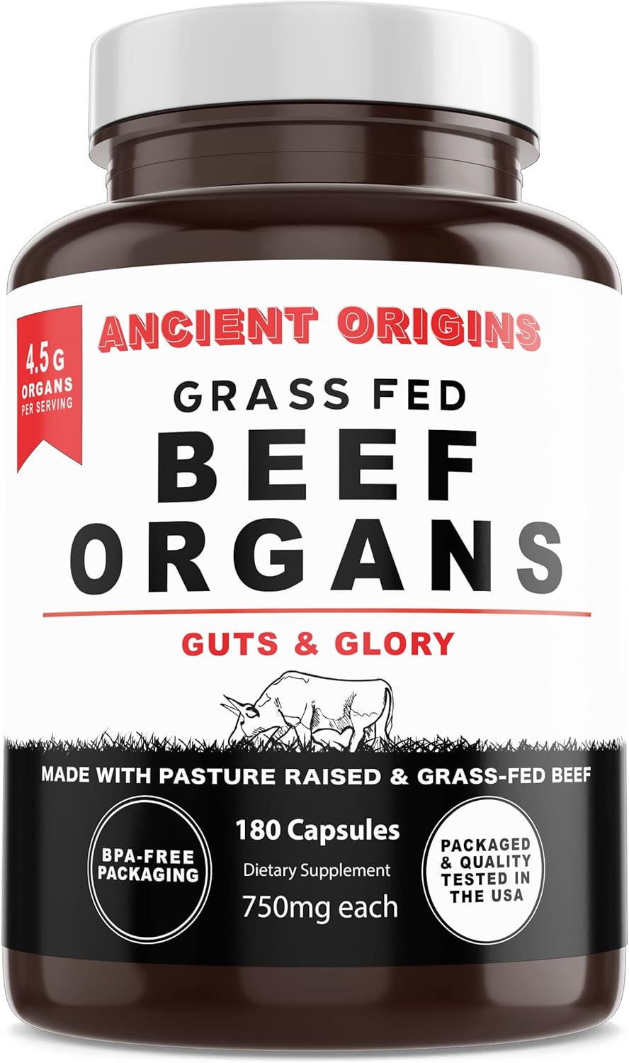 Grass Fed Beef Organs Supplement 4500mg for Optimal Health