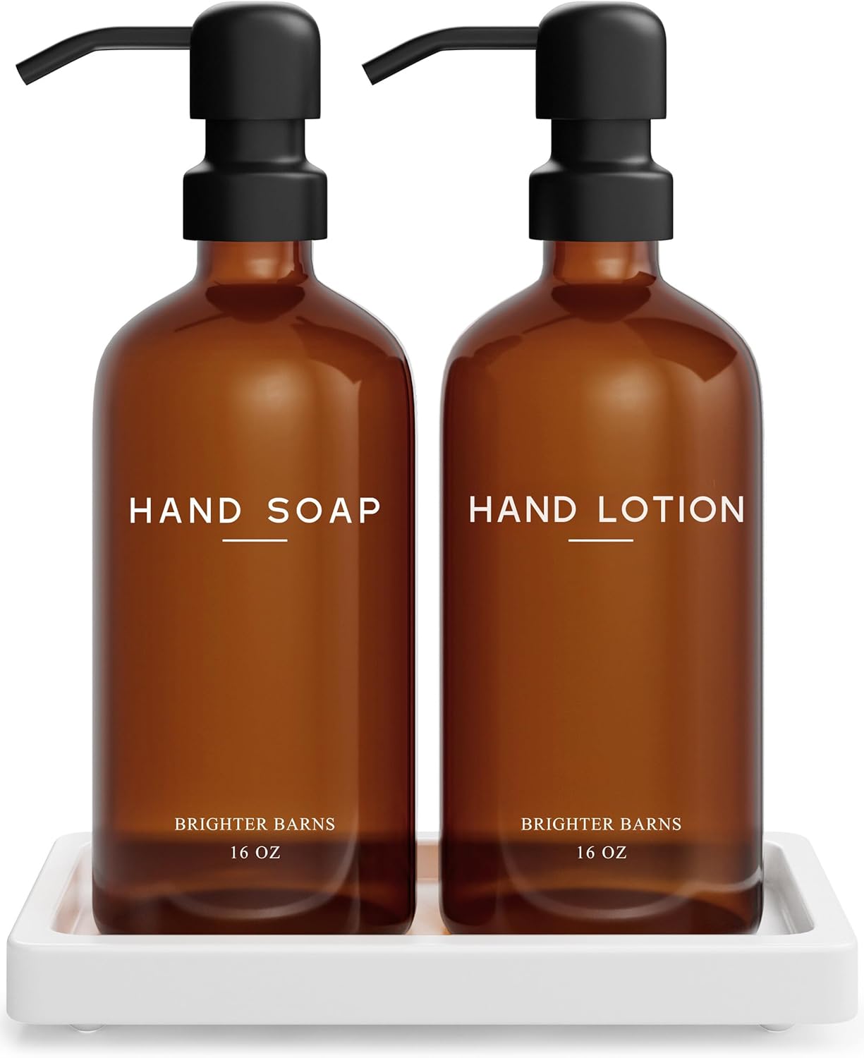 Amber Glass Soap and Lotion Dispenser Set for Elegant Decor