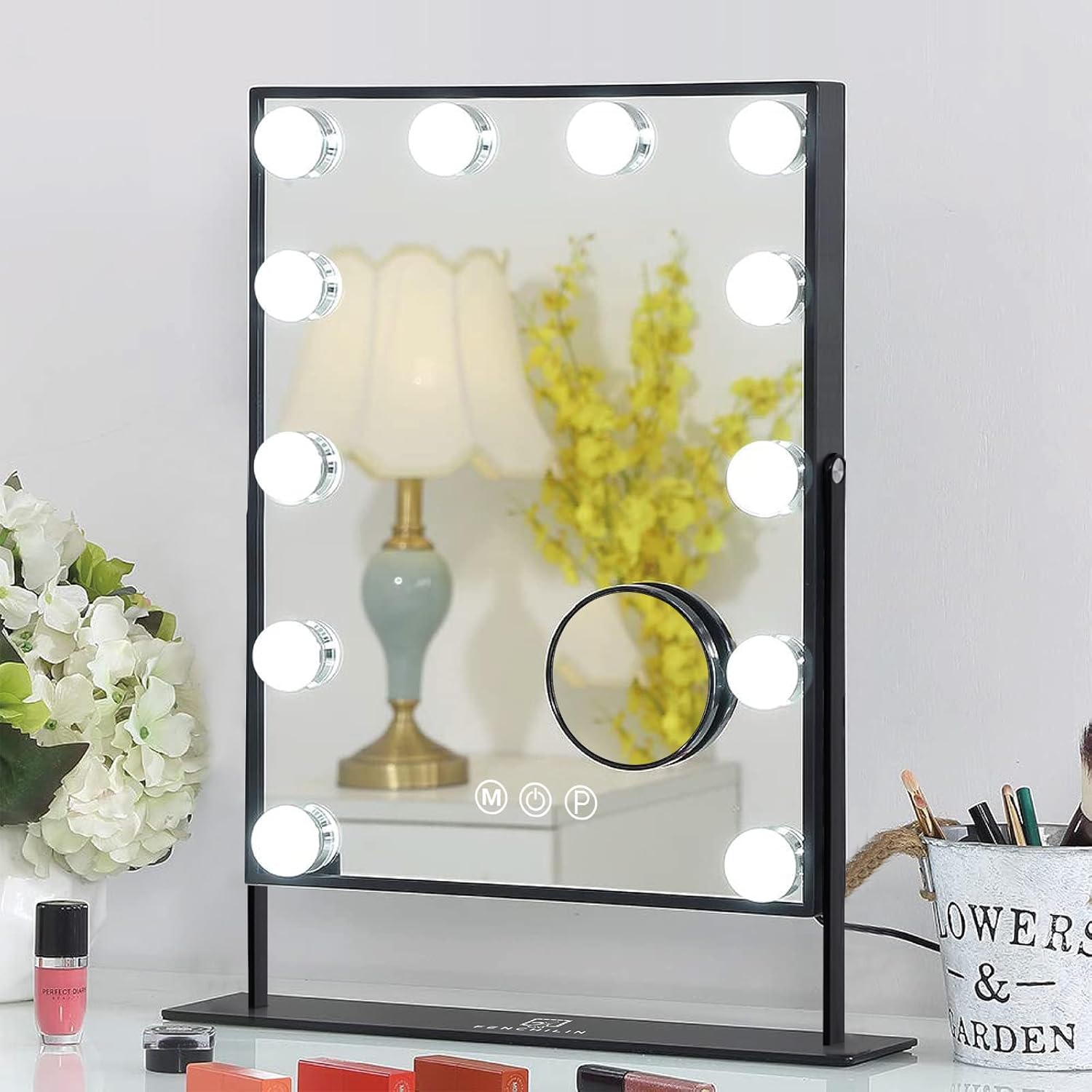 FENCHILIN Lighted Makeup Mirror with Smart Touch Control Features