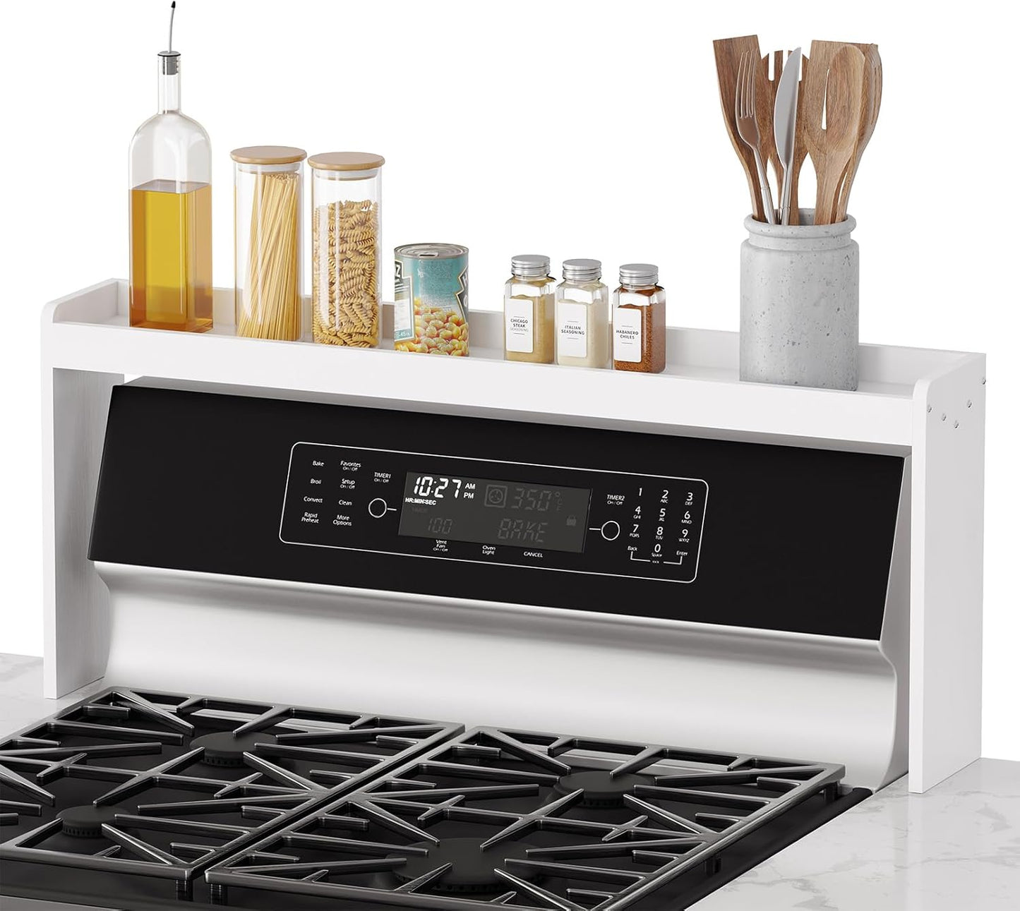 SpaceAid Bamboo Over the Stove Spice Holder Shelf for Kitchen