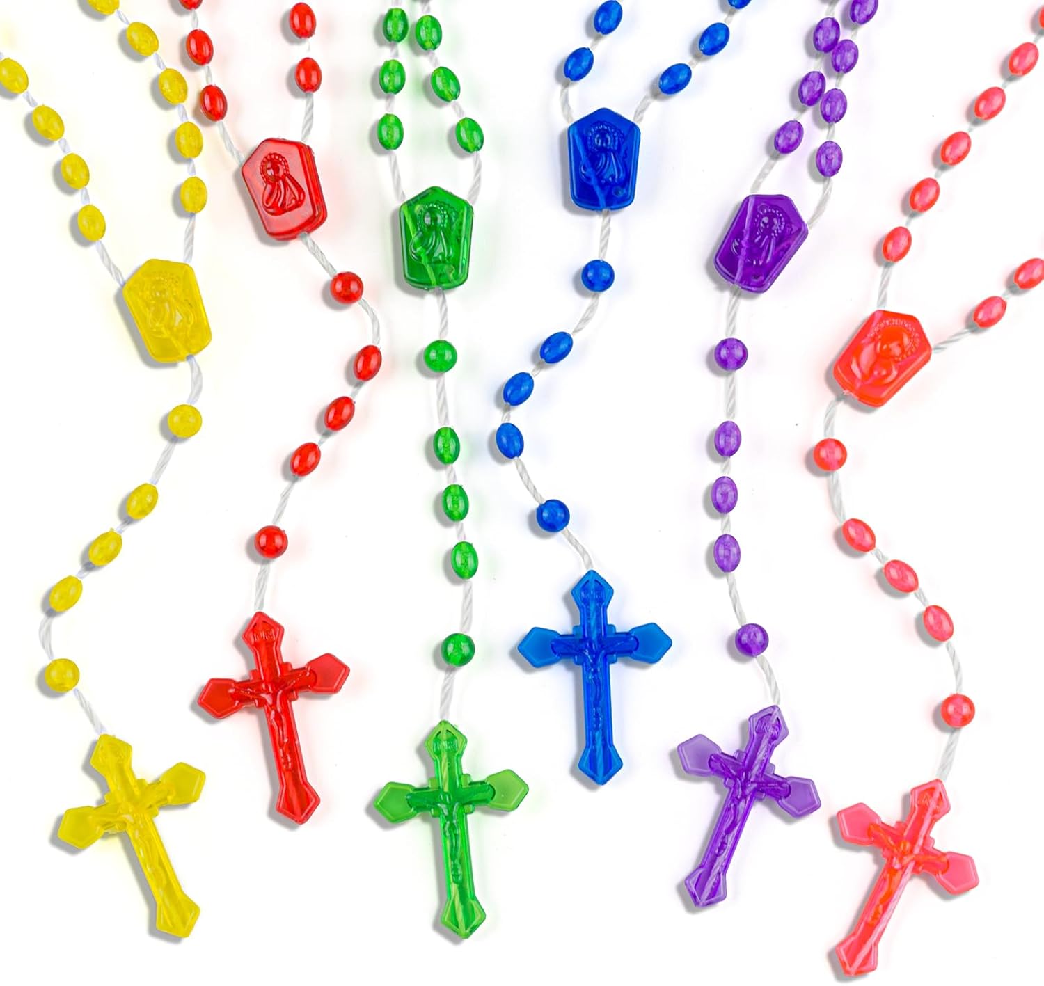 120 Pcs Plastic Rosary Beads for Prayer and Gifts in 6 Colors