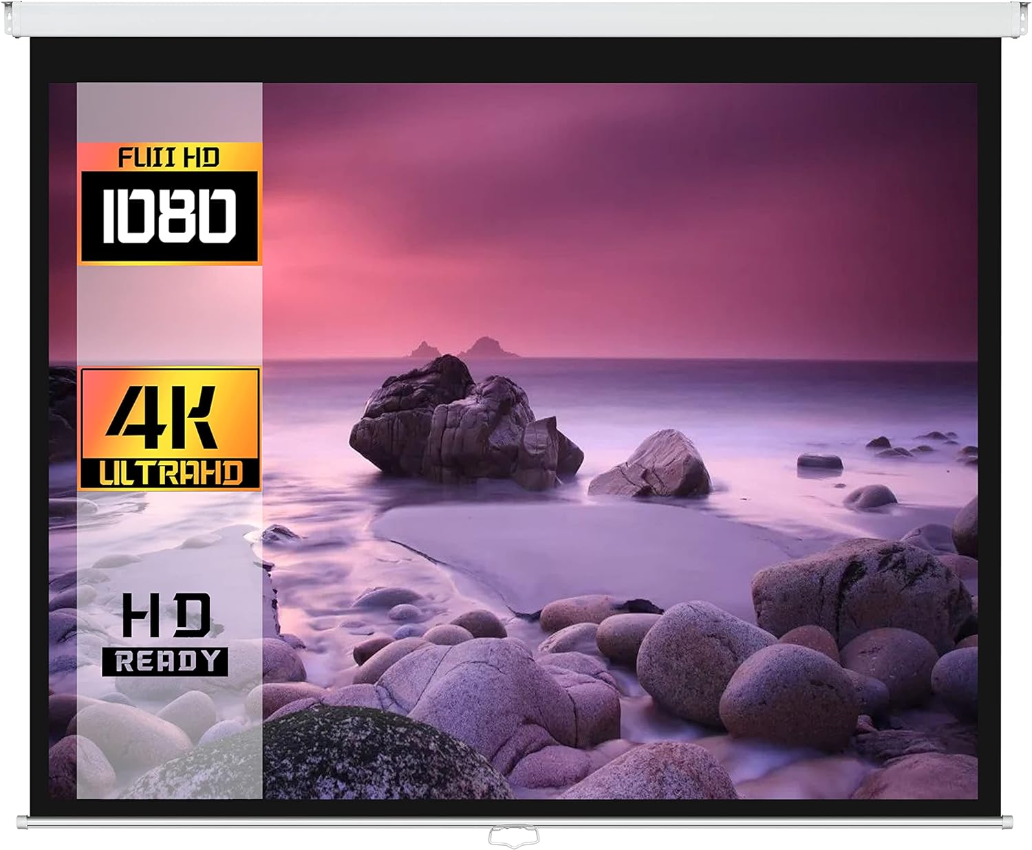 Inland 84 Manual Projector Screen - Crisp Display for Any Content - 35 Characters