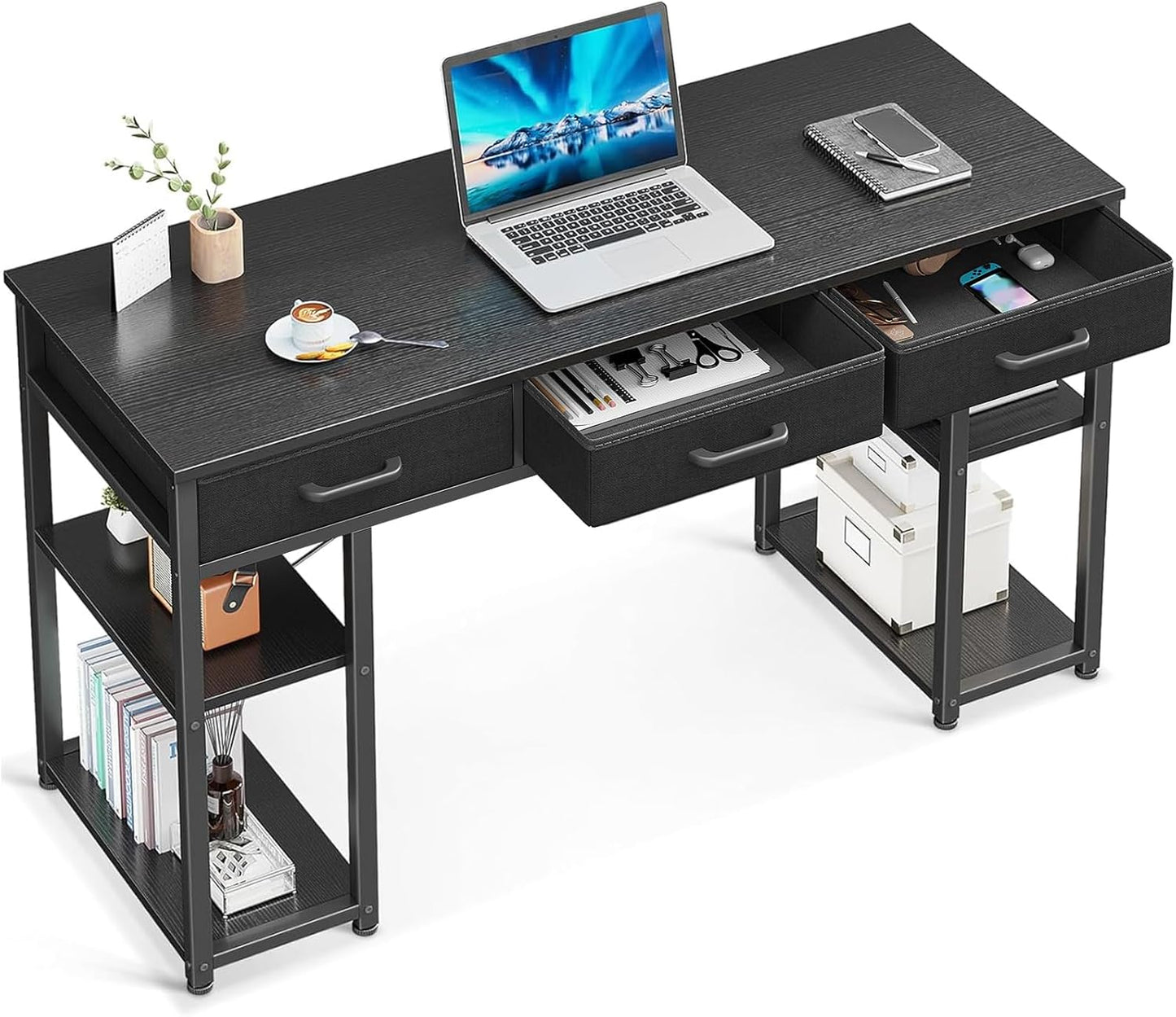 ODK Office Small Computer Desk with Storage Shelves & Drawers