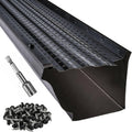 LeafTek Gutter Guards 5in x 8ft Black - Heavy-Duty Aluminum Protects