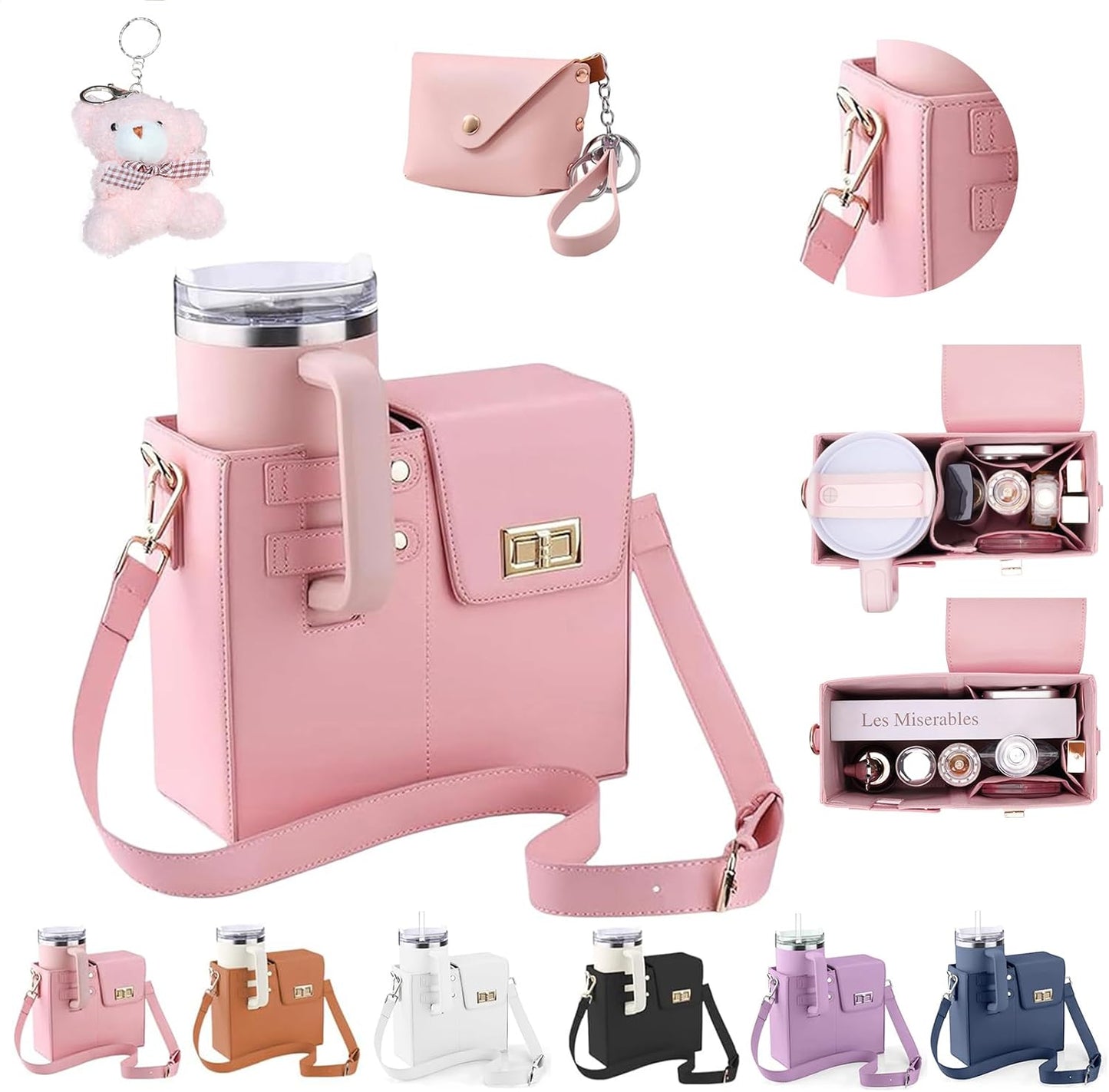 Stanley Cup Purse with Adjustable Strap and Water Bottle Holder