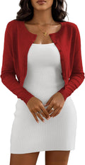 Women's Cropped Cardigan Sweater - Cropped Bolero Crew Neck Cardigan