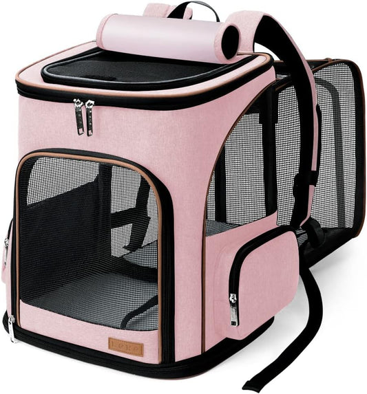 Expandable Cat Backpack for Small Dogs and Cats in Pink