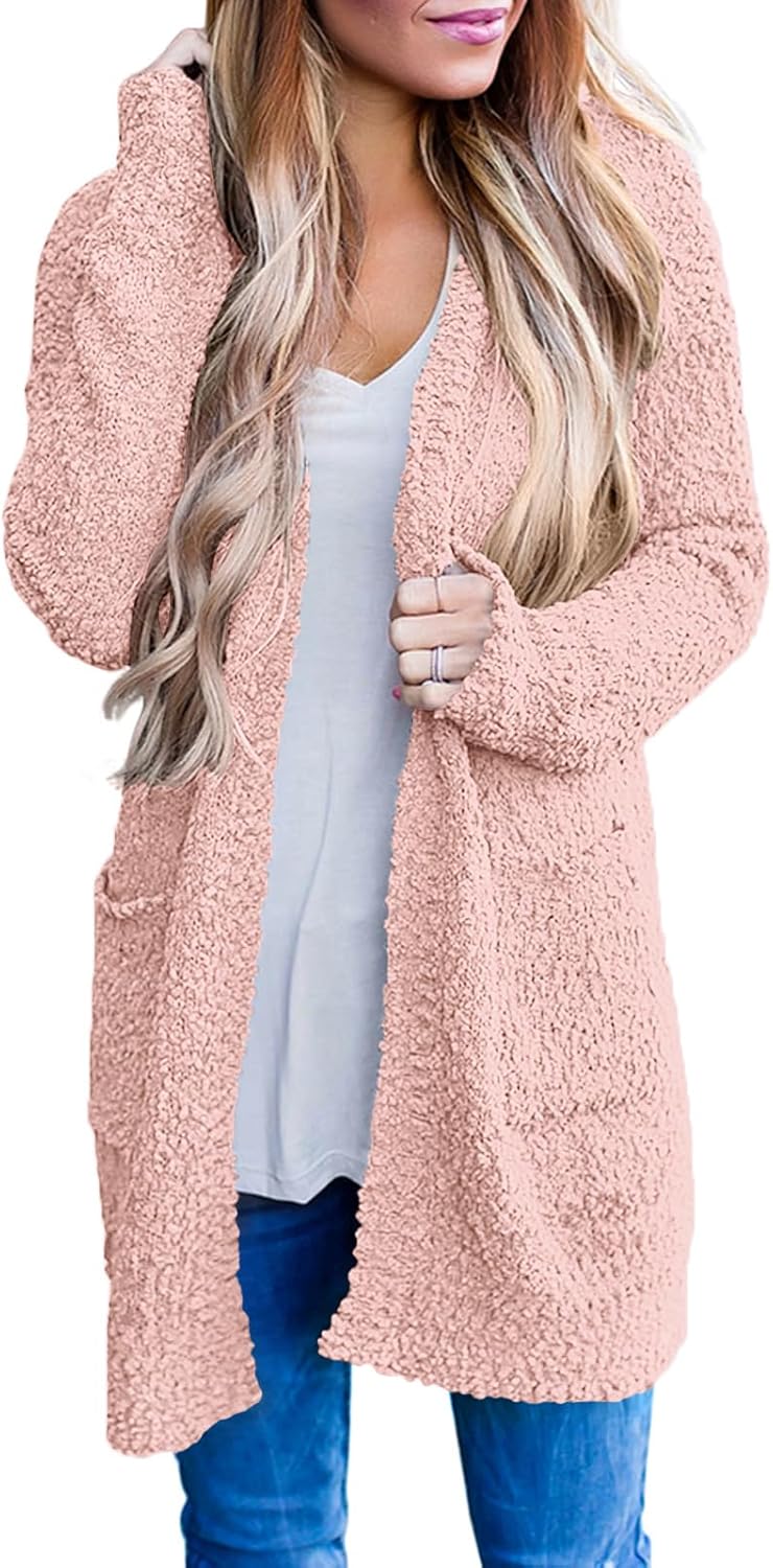 MEROKEETY Women's Long Sleeve Soft Chunky Knit Sweater Cardigan