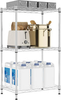 3 Tiers Shelf Metal Storage Shelves Wire Rack with Wheel - Space
