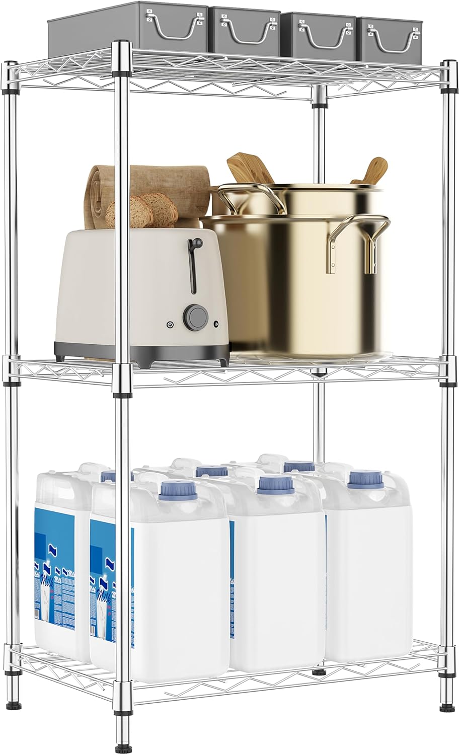 3 Tiers Metal Storage Shelves with Wheels for Versatile Use
