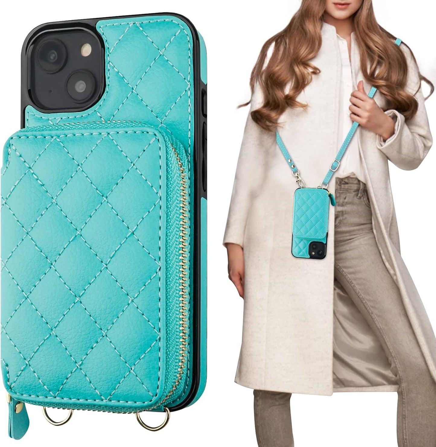 Bocasal Crossbody Wallet Case for iPhone 14 with RFID Blocking