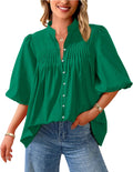 PRETTYGARDEN Women's Summer Lantern Sleeve Button Down Top