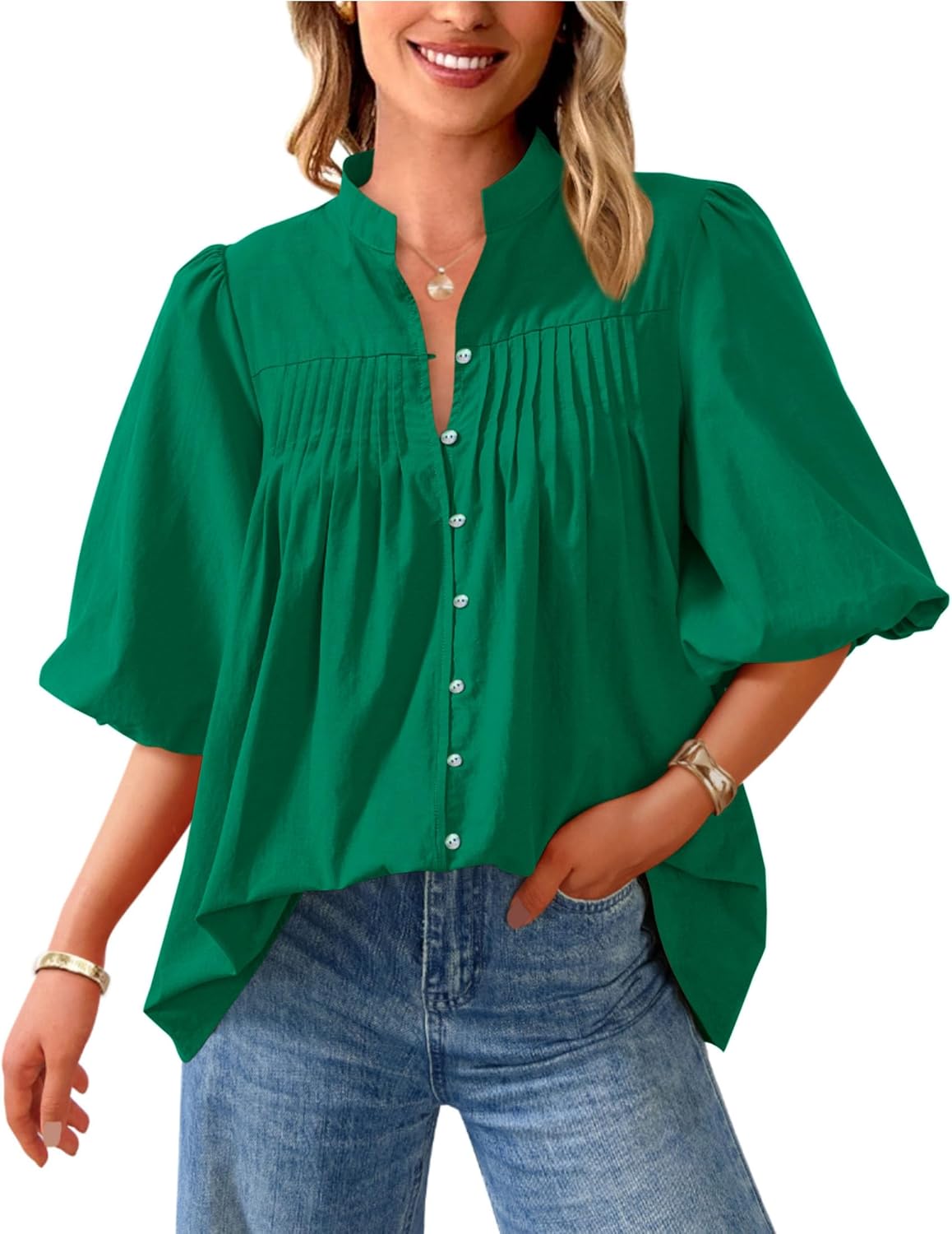 PRETTYGARDEN Women's Summer Short Lantern Sleeve Tops Review