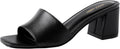 PIZZ ANNU Women's Square Open Toe Low Block Heels (Style H9C8)