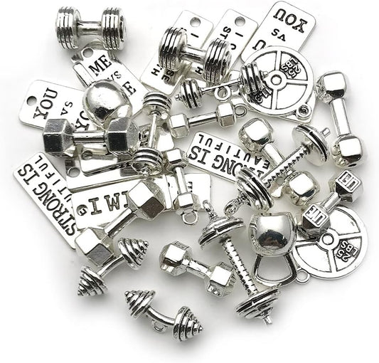 Strength Tags Mix Charms for DIY Fitness Jewelry