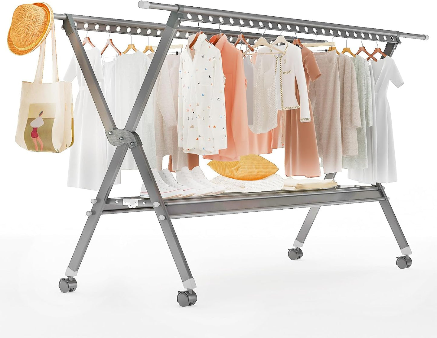 Portable Folding Drying Rack - 48 Windproof Hooks