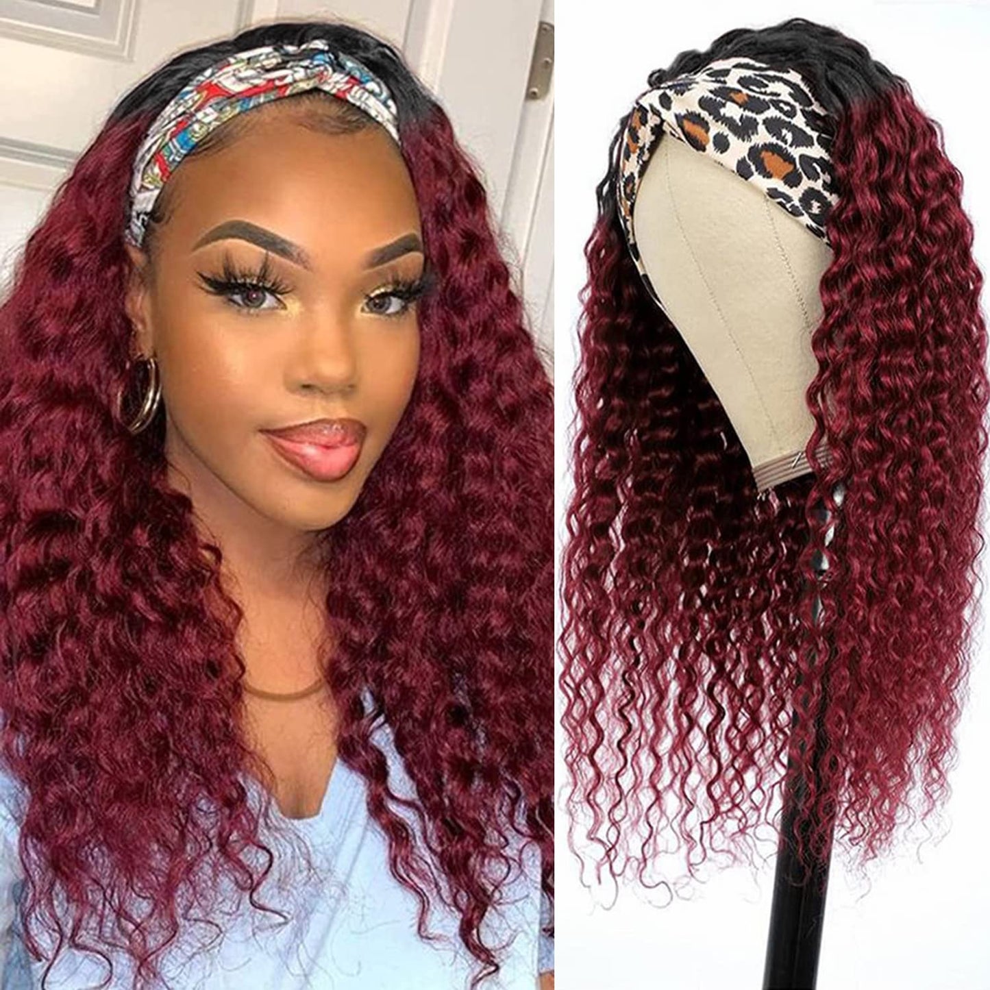 Aiterina Headband Wig Deep Wave Human Hair for Black Women