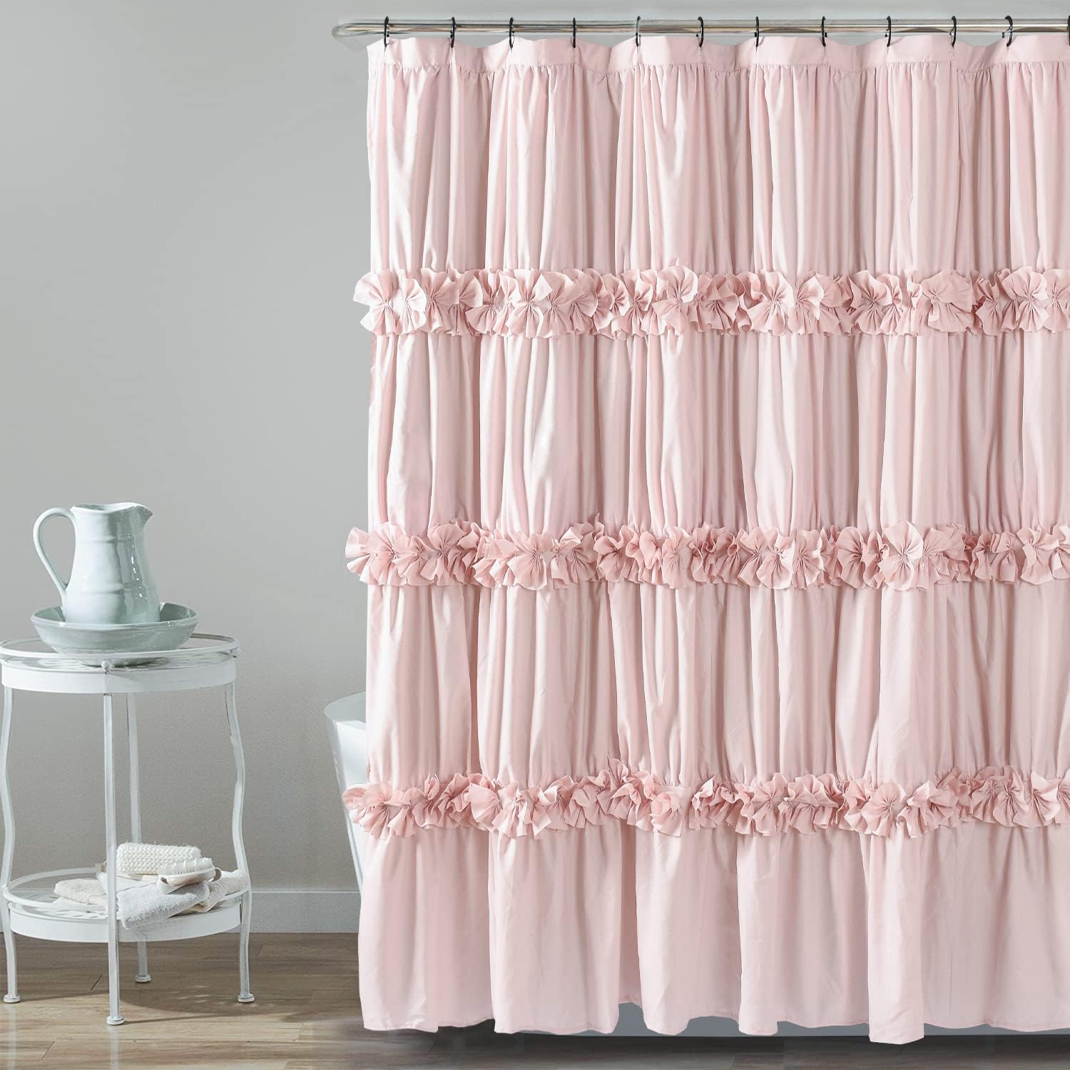 Luxurious Peach Ruffle Shower Curtain - Handcrafted Elegance!