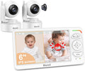 6ft Baby Monitor with 2 Cameras - Split Screen, Long Battery