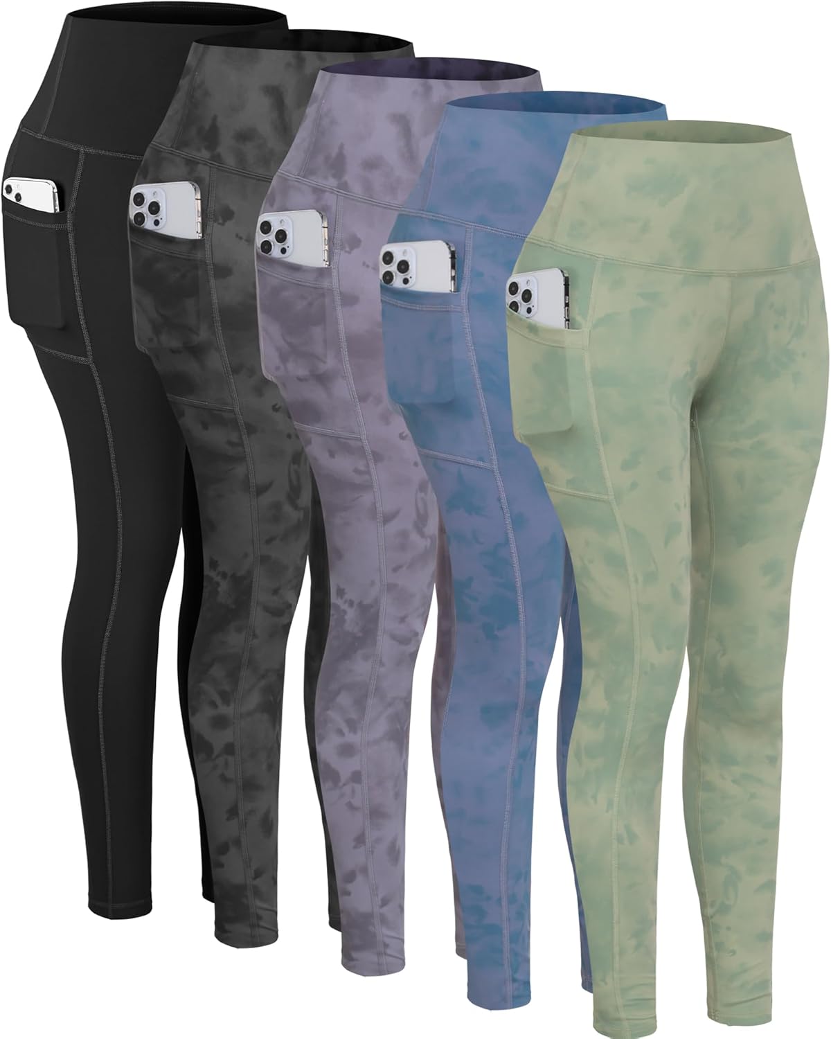 CHRLEISURE High Waisted Tummy Control Leggings with Pockets