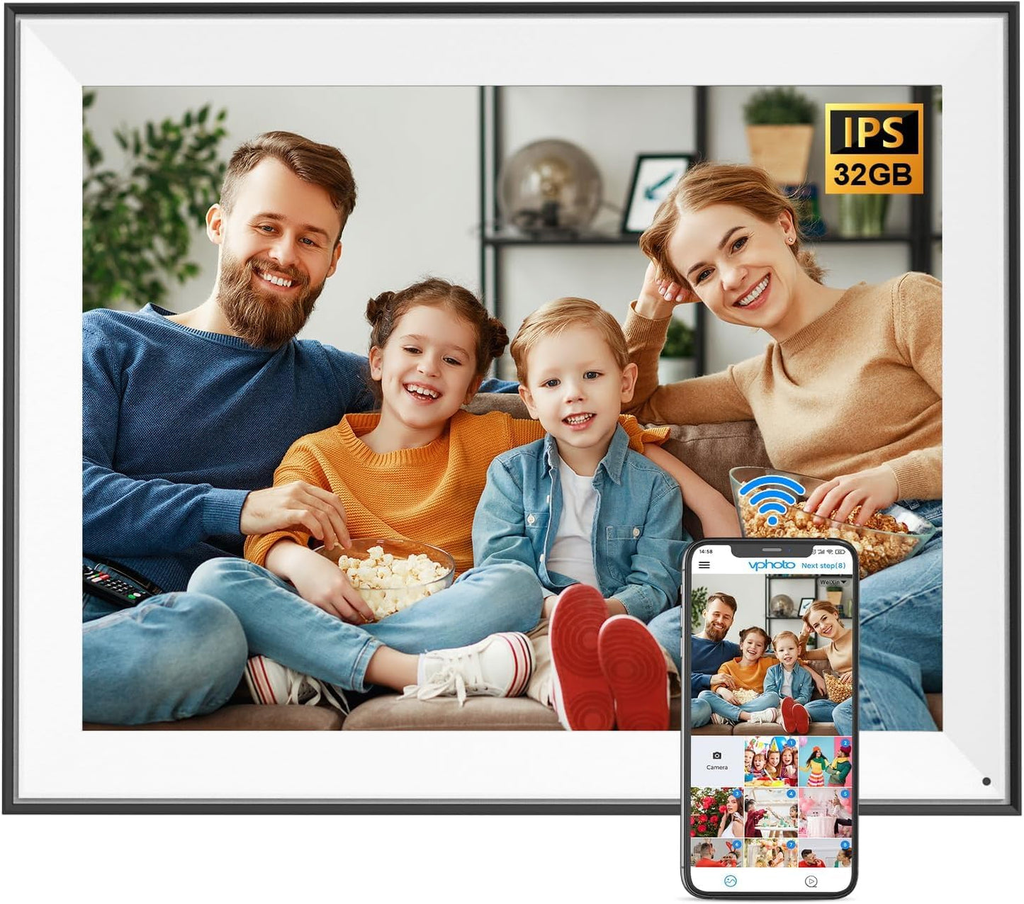Smart Digital Picture Frame with 16.2in Touch Screen and WiFi