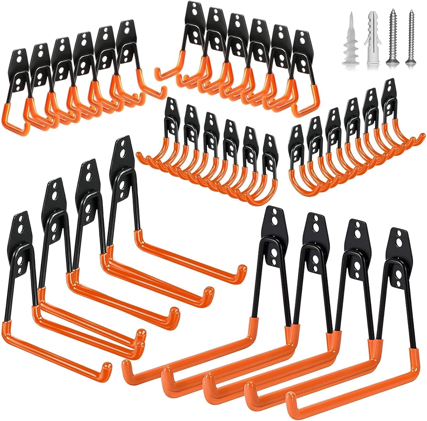 Steel Garage Storage Hooks - Heavy Duty Wall Mount 32 Pack