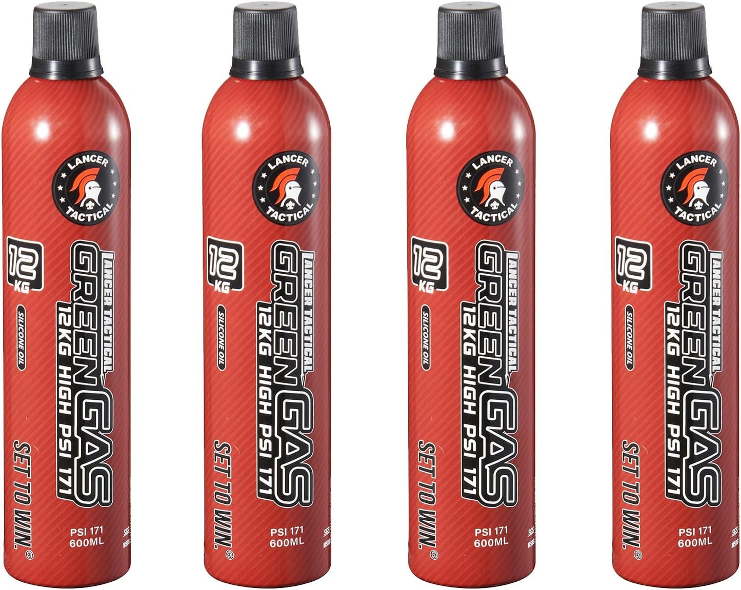 Lancer Tactical 600ml Green Gas for Airsoft Guns - Pack of 4