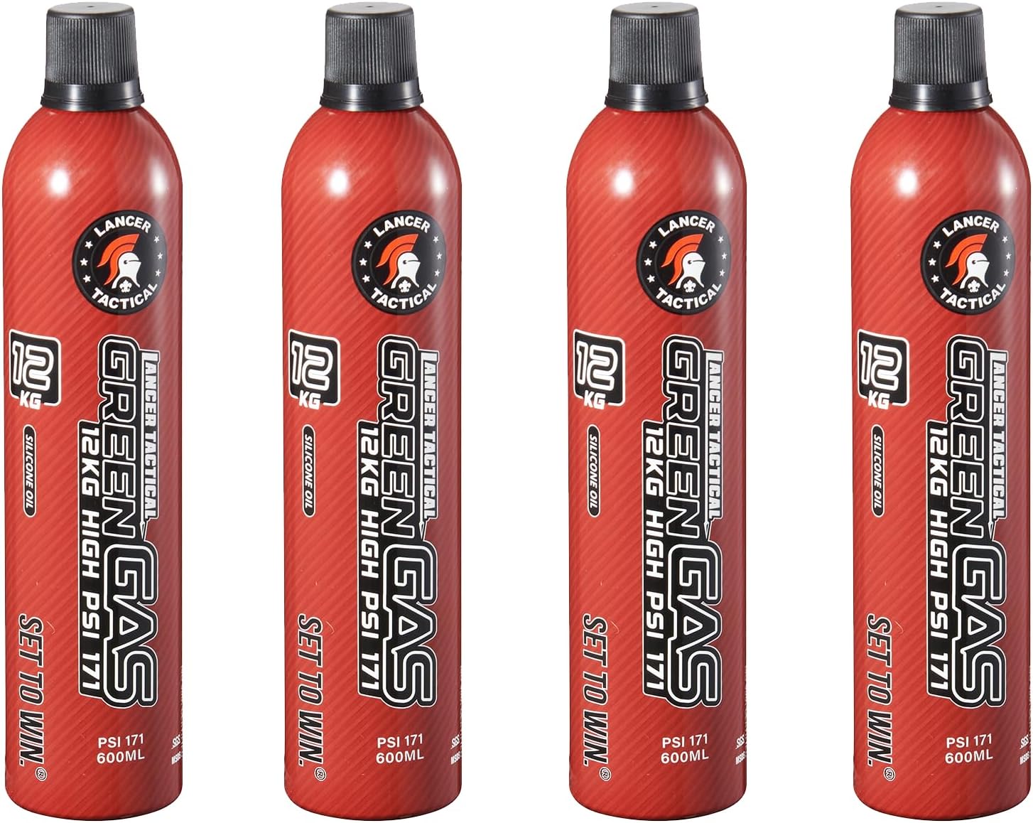 Lancer Tactical 600ml Green Gas for Airsoft Guns - Pack of 4