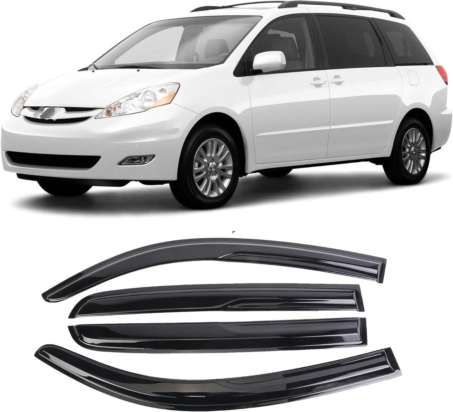 Tape-On Window Visors Deflectors for 2004-2009 Toyota Sienna