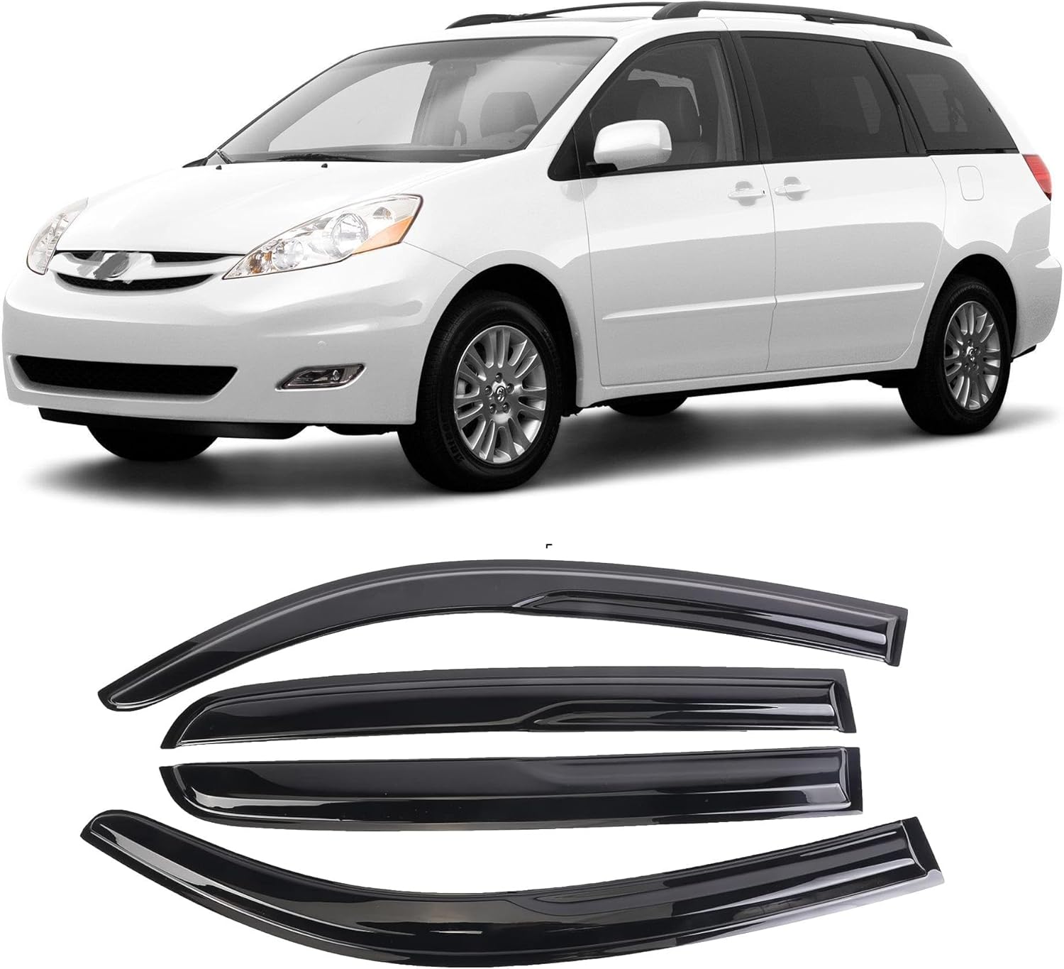 Tape-On Window Visors Deflectors for 2004-2009 Toyota Sienna