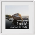 16x16 Picture Frame with Real Glass & White Oak for Home Decor