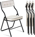 Padded Folding Chairs 4 Pack White - Foldable Dining Seats