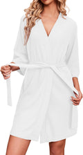 Ekouaer Waffle Knit Bathrobe for Women - Soft Lightweight Knee Length