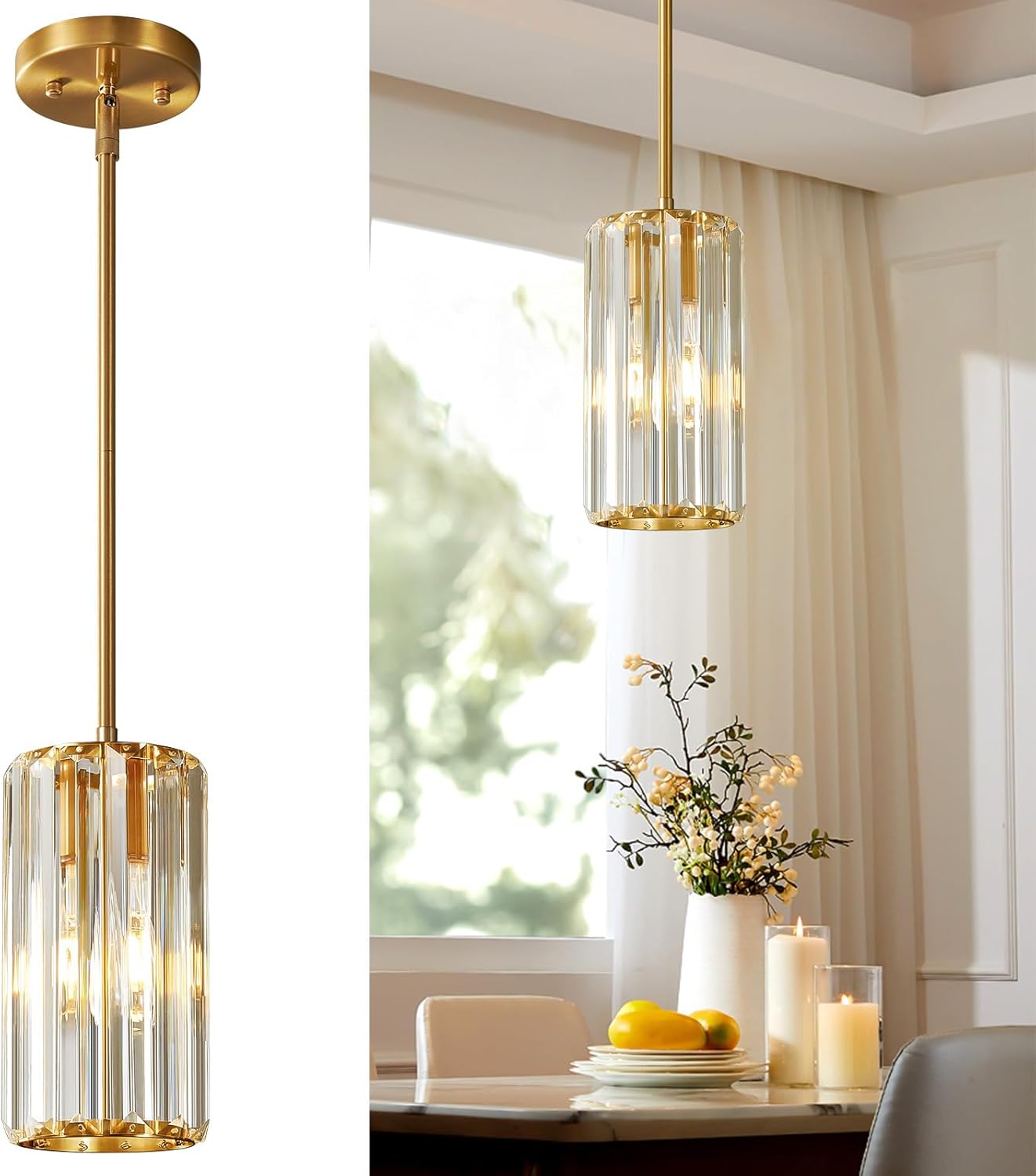 Modern Gold Pendant Lighting Mini Crystal Chandelier Fixture