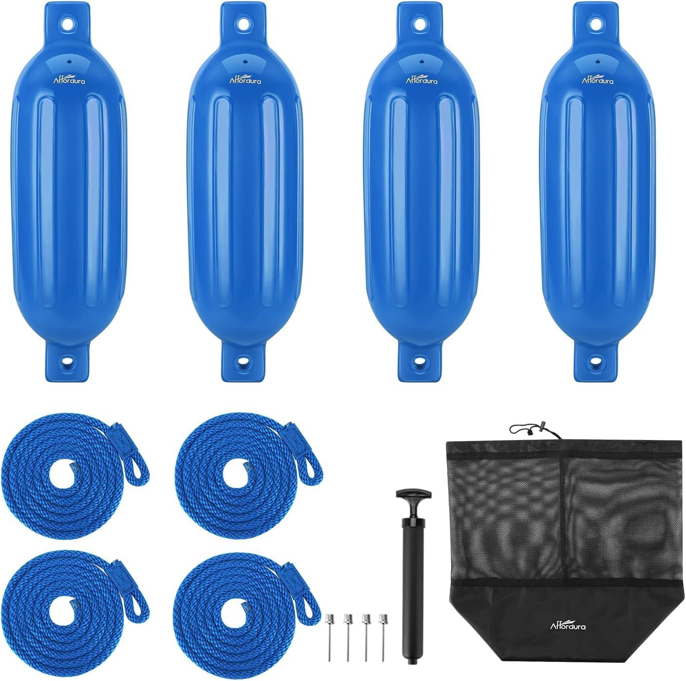 Affordura Boat Fender 4 Pack with Ropes for Docking Protection