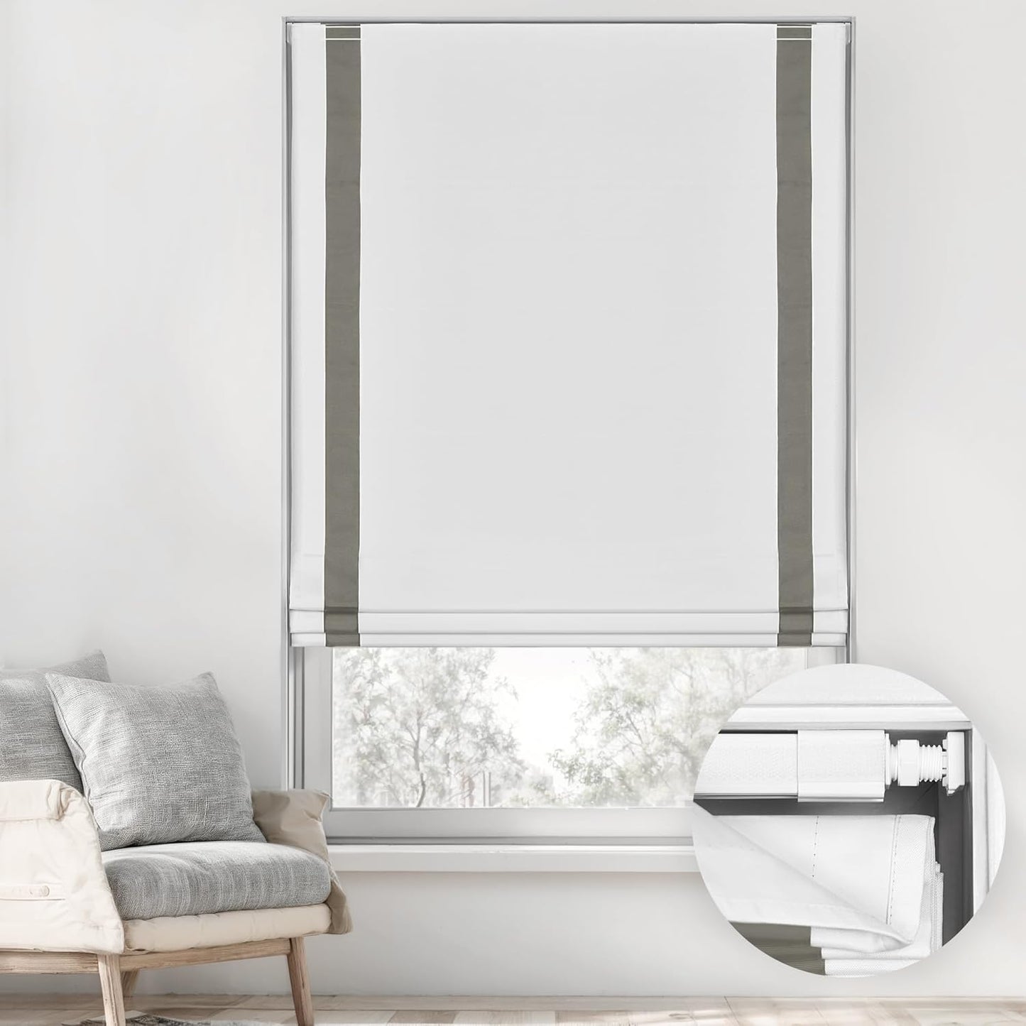 Cordless Roman Shades for Windows - Blackout Thermal Insulated