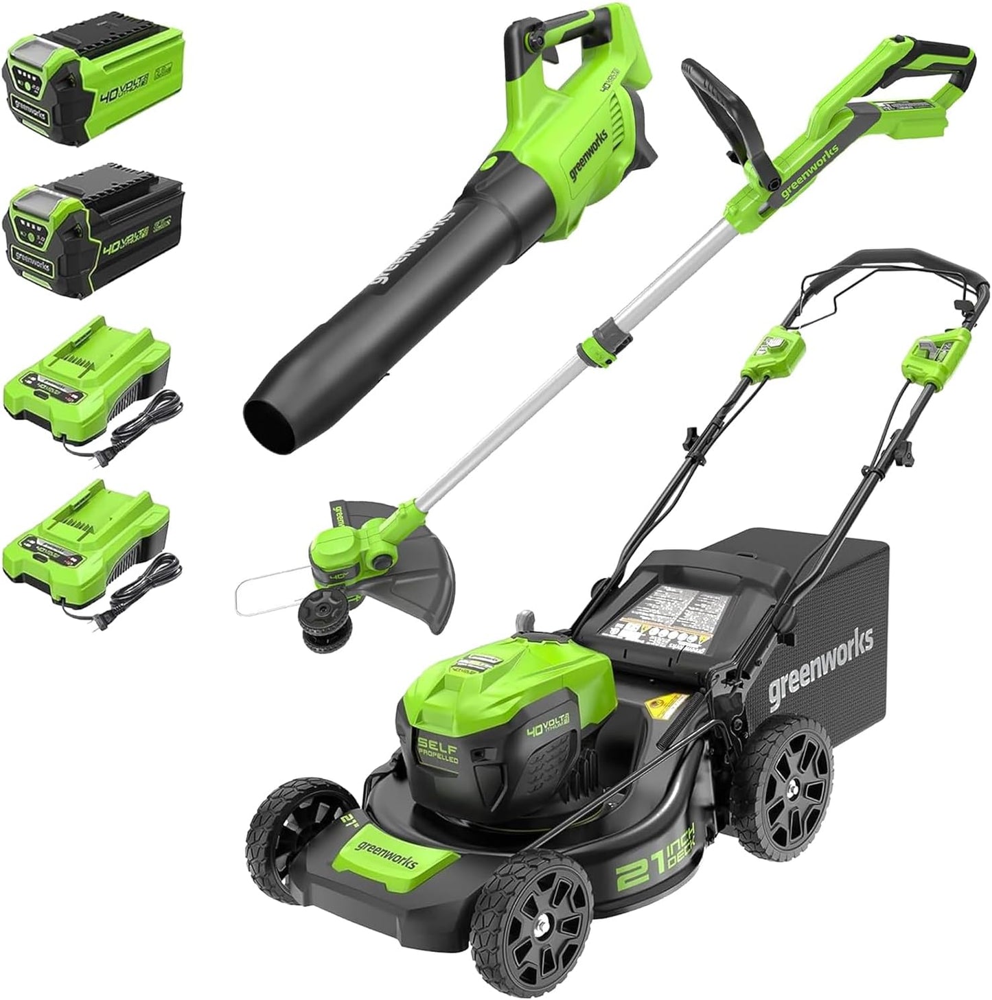 Greenworks 40V Self-Propelled Lawn Mower and Leaf Blower Combo