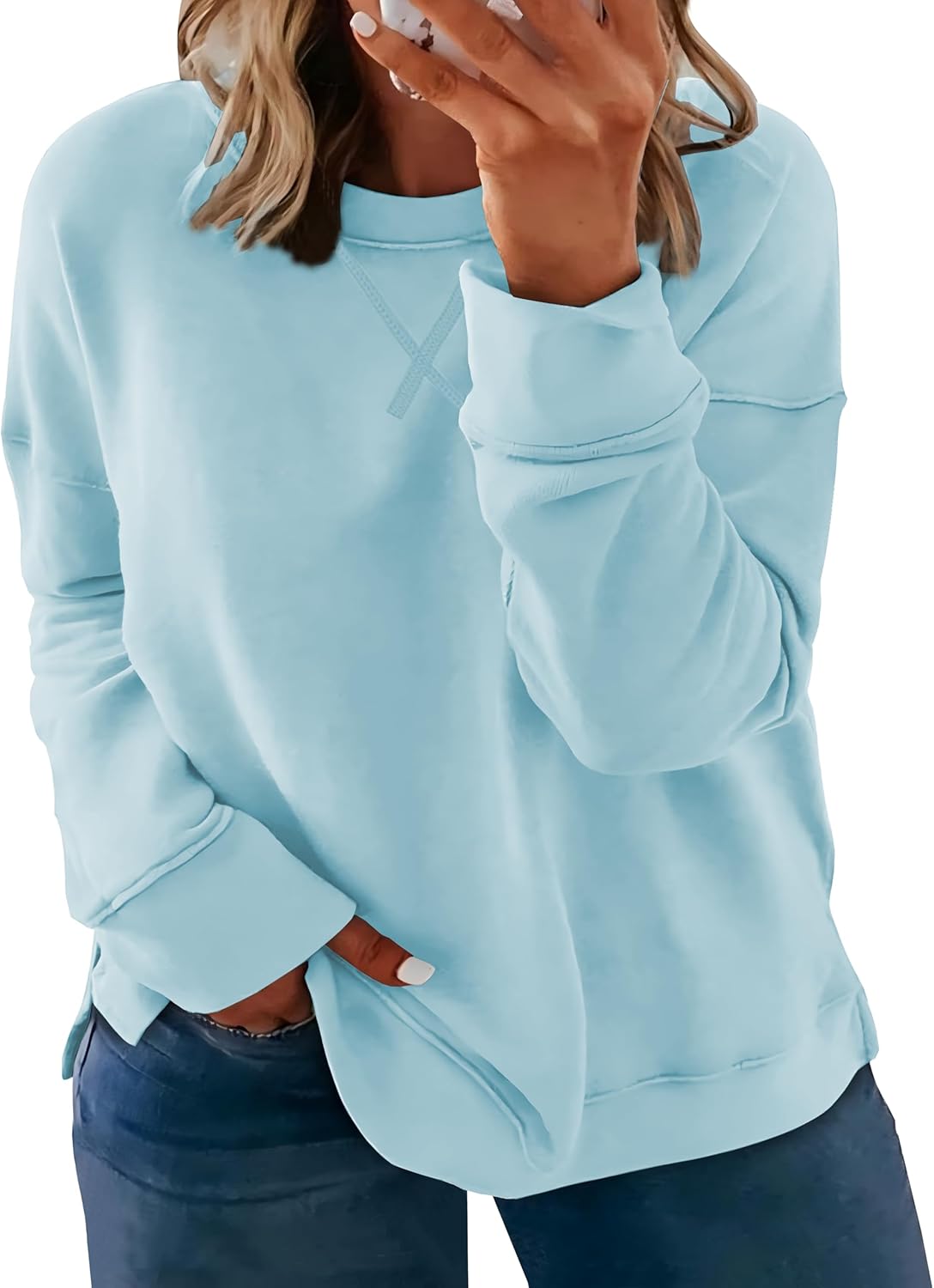Women's Plus Size Casual Crew Neck Sweatshirt for Fall Fashion