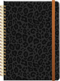 A5 Spiral Notebook for Women Black Leopard Skin - Lined Journal